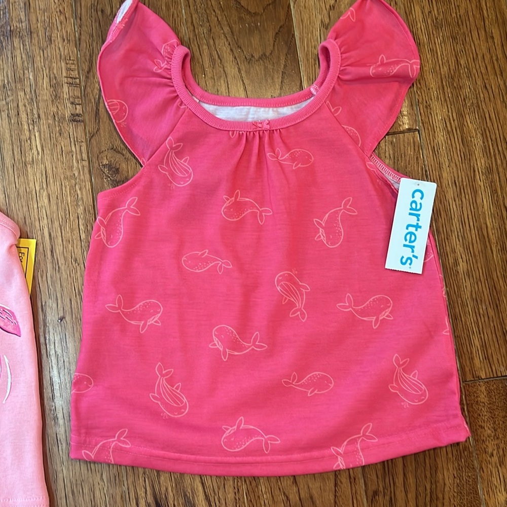 Carter’s 3 Piece Pink Whale Outfit 3T, Shorts & Tanks - Picture 4 of 5